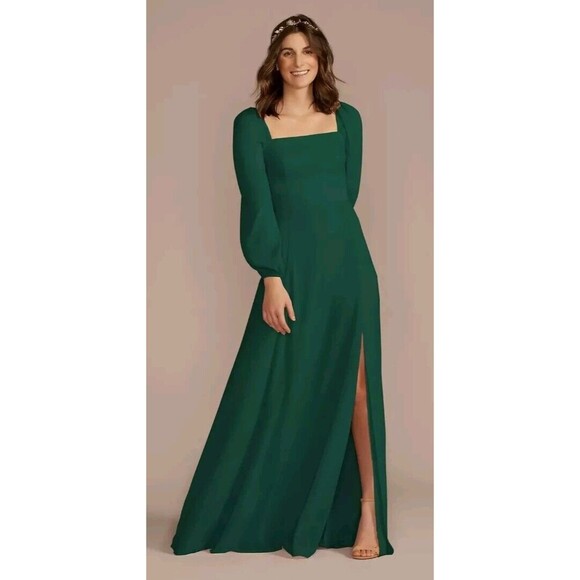 DB Studio Long Sleeve Chiffon Dress  Juniper Size: 6 Renaissance wedding Stretch - Picture 1 of 13